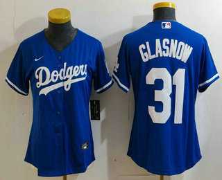 Womens Los Angeles Dodgers #31 Tyler Glasnow Blue Stitched Cool Base Nike Jersey